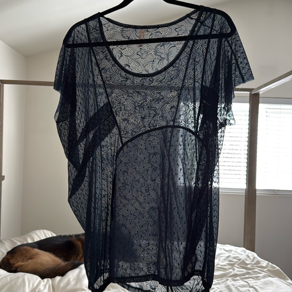 Free People Navy Bohemian Blouse Medium